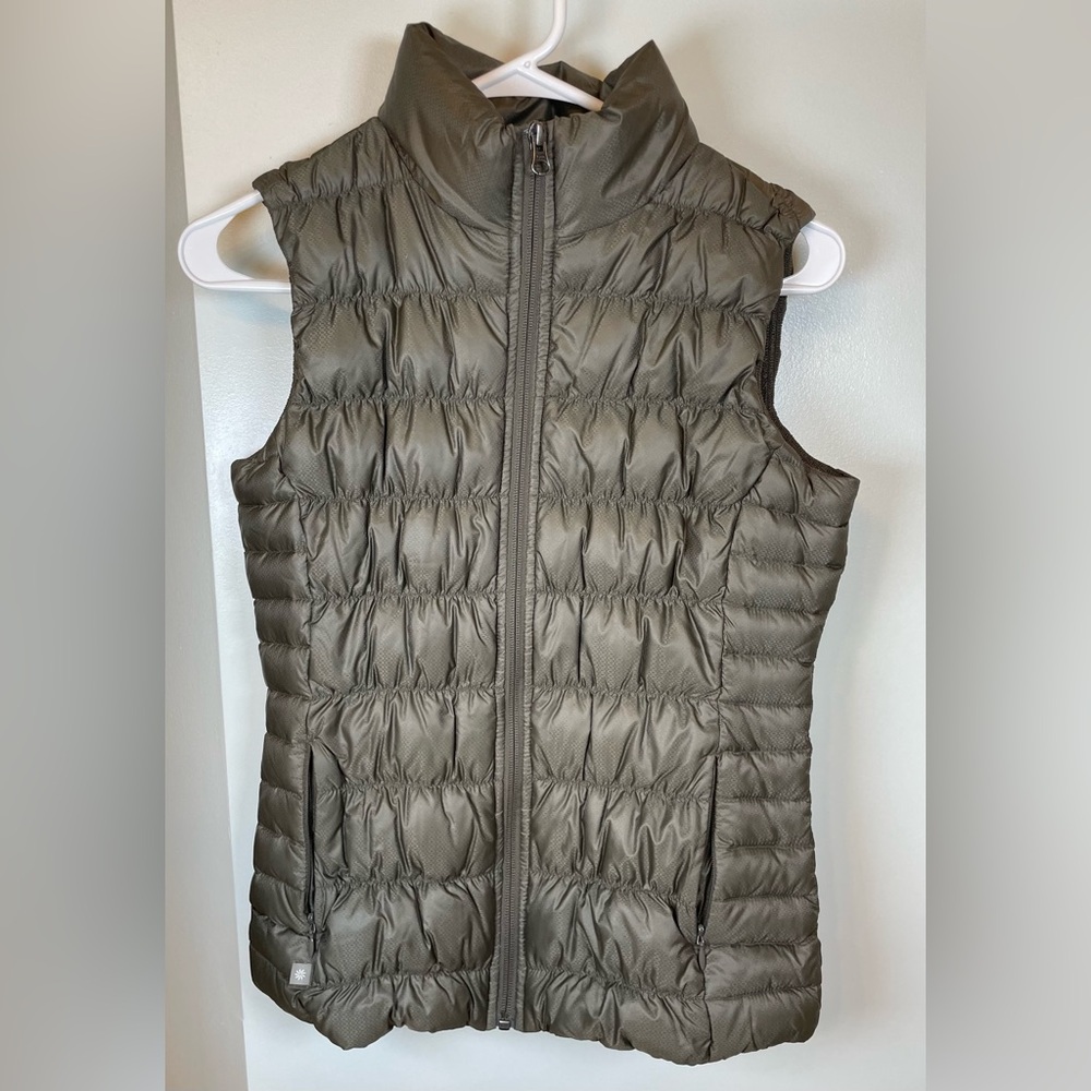 Athleta * Downalicious Deluxe Puffer Vest,  800 fill, Gray, Women's XS